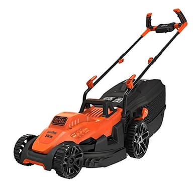 BLACK+DECKER Tondeuse Filaire 1400W, Tondeuse à Gazon Electrique 34 cm, 6 hauteurs réglables de 20, 30, 40, 50, 60 et 70 mm, Idéale pour 300 à 400m², BEMW461BH-QS Orange