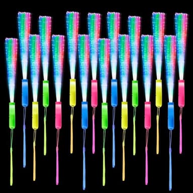 LURICO Baton Lumineux 24 Pcs Bâton Lumineux LED, Fibre Optique Lumineuse, Bracelet Fluorescent Lumineux, Baguette Lumineuse Pour Halloween, Noël, Concert, Fête, Anniversaire, Mariage