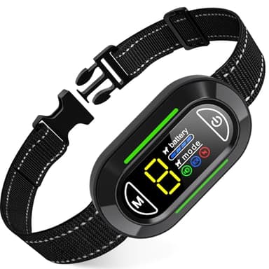 Collier Anti Aboiement Chien, Rechargeable Collier Chien avec 4 Modes Son/Vibration/Choc Electrique, Réglable 5 Niveaux de Sensibilité, Étanche IP67 pour Gros Petit Chien - Noir