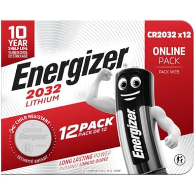Energizer CR 2032 Pile Bouton (Lot de 12) - Piles Lithium 3V- pour L'Air Tag, Clés, appareils Maison, Sport et médicaux - Emballage sécurisé - Conservation 10 Ans [Exclusivité Amazon]