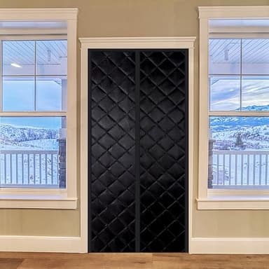 Rideau Phonique Anti Bruit, 130x245cm Porte Rideau Isolant Phonique Anti Bruit, Rideau de Porte Épaississant d'hiver, Porte Rideau Thermique Anti Froid(Noir)