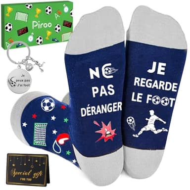 Chaussettes Homme Rigolote avec Porte-clés Idee Cadeau Homme Amateur de foot Original Utile Cadeau Noel Anniversaire Homme Cadeau Papa Cadeau Fete des Peres Ado Garcon