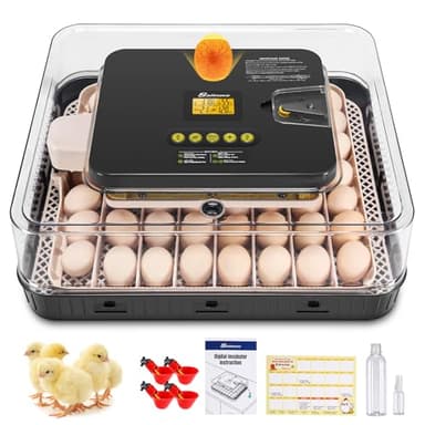 Sailnovo Couveuse Automatique pour 56 Œufs, Couveuse Oeuf Poule avec Retournement Automatique des Œufs, Contrôle de Température et Ajout Automatique d'Humidité, Gris