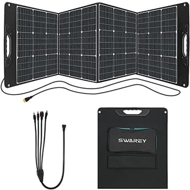 SWAREY 200W Panneau Solaire Pliable ETFE Monocristallin Chargeur Solaire Portable 18V Type-C PD 60W DC/USB/QC3.0/MC4 MPPT pour Générateur Solaire Camping Ordinateur Portable Tablette Téléphone (200W)
