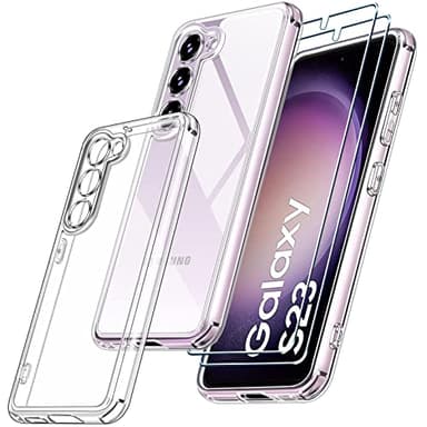 ivoler 3 en 1 Coque pour Samsung Galaxy S23 5G (Pas pour S23 Plus/Ultra) avec 2 Pièces Protection, [Anti-Jaune] Militaire Caméra Transparente Étui de Antichoc Housse