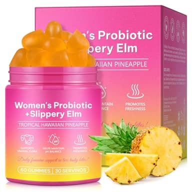 Probiotique Flore Intime pour Femmes 60 Gummies, Gummies Intime Ananas pour l'équilibre des pH une Odeur Saine, l'équilibre des Levures, la santé de l'intestin, le système Immunitaire