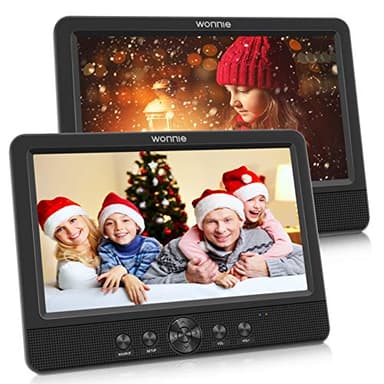 WONNIE Lecteur DVD Portable Voiture 2 Ecrans Enfants Vidéo avec Appuie-tête de 10,5 Pouces Compatible USB SD MMC 5 Heures pour Un Long Voyage(Deux Lecteur DVD)
