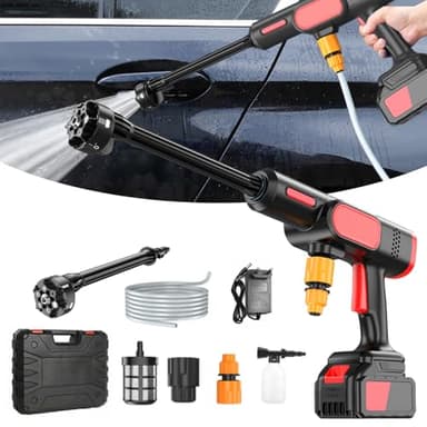 Nettoyeur Haute Pression, 80 Bar Nettoyeur Haute Pression sans Fil, 800w Nettoyeur Haute Pression sur Batterie pour Voiture, Terrasse, Pelouse, Nettoyeur Haute Pression avec 5m Tuya (Noir)