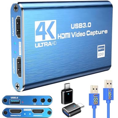 Carte de capture vidéo HDMI Azuxreza pour commutateur, 4K pour le streaming avec USB 3.0 et 2K 30 FPS Game Capture pour Nintendo Switch/PS5/Xbox/PS4/Steam Deck