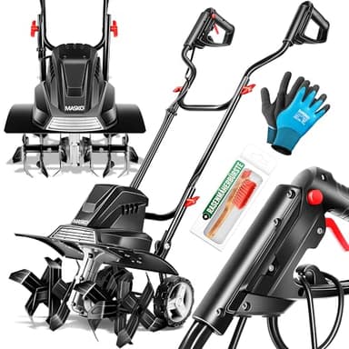 MASKO® Motobineuse électrique 1500 Watts | 45cm de Largeur de Travail, 20cm de Profondeur de Travail | Bineuse | Motoculteur à Fraise | Cultivateur | Fraiseuse de Jardin | Bineuse électrique, Noir