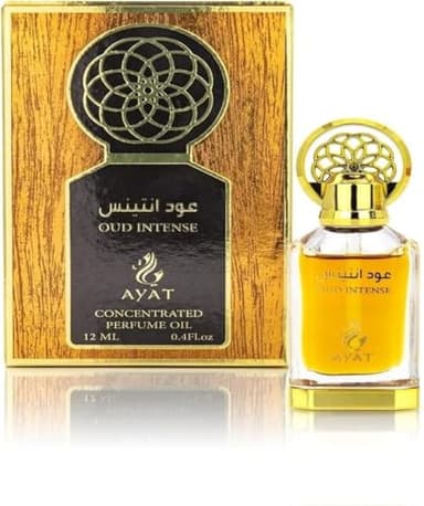 AYAT PERFUMES – Huile de Parfum 12 ml Extrait de Parfum Oriental Arabian Odeur Longue Durée Musc Halal Oud Naturel Ambre Sans Alcool Pour Homme et Femme - Fabriqué à Dubaï (Oud Intense)