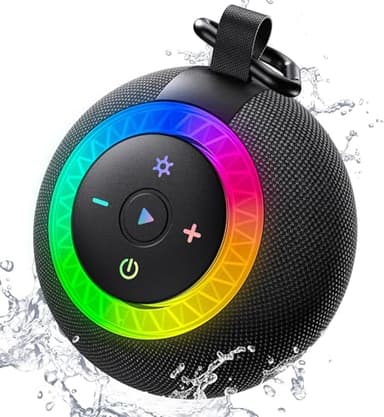 UOHHBOE Enceinte Douche 20W Étanche IPX7 Enceintes Bluetooth Salle de Bain avec Ventouse Puissante Mini Haut-Parleur Bluetooth 5.4 Autonomie 24H RGB LED Crochet Carte TF pour Soirées Plage Extérieur