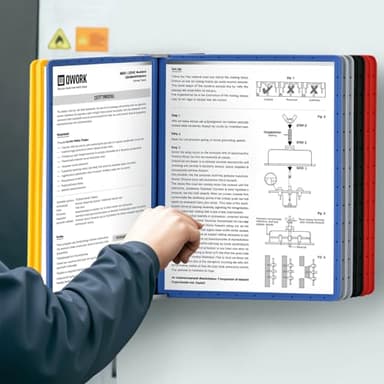 QWORK® Système de Porte Document Mural - 10X Panneaux d'Affichage A4 - pour Halls d'Exposition, Restaurants, Bureaux, Lieux Publics