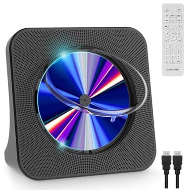 Gueray Lecteurs DVD pour TV Bluetooth DVD Player Lecteur CD de Bureau Gratuit Lecteur DVD/CD Home Haut-Parleur Réveil Radio FM Lecteur CD Lecture de Carte USB Comprend Télécommande Câble HDMI