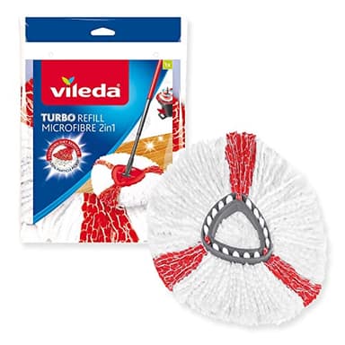 Vileda Recharge Turbo 2 en 1, 1 pièce, Convient à Tous Les systèmes d'essorage rotatifs, 20% de Puissance de Nettoyage supplémentaire, pour Tous Les sols, Retire Plus de 99% des bactéries