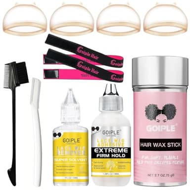 Kit de colle pour perruque en dentelle Kit de colle pour perruques frontales en dentelle, colle à tenue forte pour perruques et systèmes capillaires Collage invisible, colle adhésive pour perruques