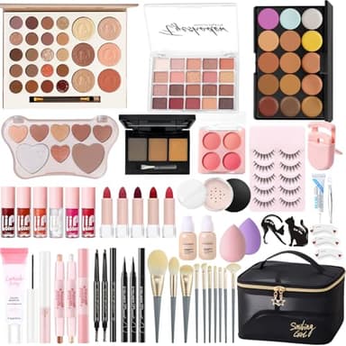 Coffret Maquillage Femme, Kit Maquillage Professionnel Complet, Kit de Cadeau Tout-en-un avec Ombres à Paupières Fond de Teint Correcteurs Eyeliner Mascara Gloss à Lèvres Rouge Lèvres Crayon Sourcil