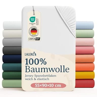Laleni Draps 55x90 cm Jersey - Housse Bebe Oeko-TEX - Cododo 100% Coton - Lit Parapluie - Matelas Cododo