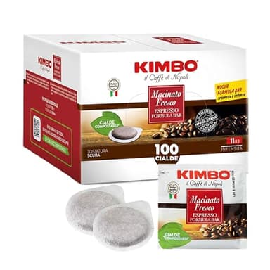 Kimbo Capsules de café compostables ESE - 100 dosettes - Mouture fraîche