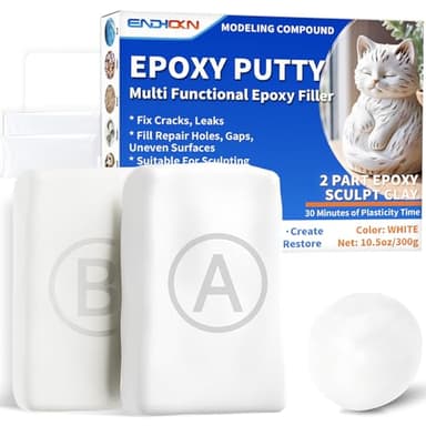 Mastic Epoxy, Endhokn 300g Mastic Epoxy bi Composant Réparer Fuites, Fissures Et Remplir Les Trous, Pate Sculpt Epoxy Pour Métal, Céramique, Plastique, Bois, Carrelage (blanc)