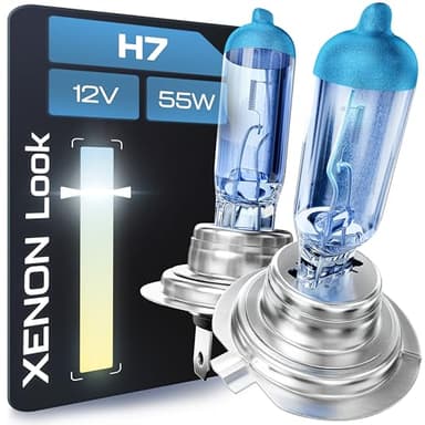 Gread - Ampoules halogènes pour phares de voiture H7 55W, aspect xénon, 8500k super blanc, pour phares de voiture, compatibles et durables Kit de remplacement, 2 pièces