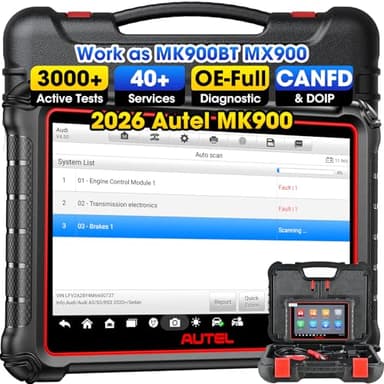 Autel MaxiCOM MK900 Valise Diagnostic Auto: 2025 Idem MK900BT, Mise à Jour de MX900, MK808BT Pro, MX808S Outil Analyse Bidirectionnel, CANFD&DOIP, 3000+ Tests Actifs, 40+ Service, Diagnostic OE,11 OS