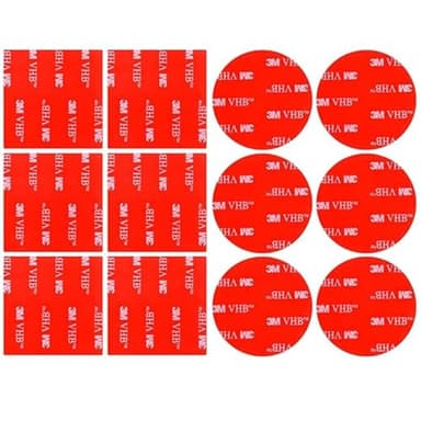 WeddHuis 12 pièces 3M double face autocollant, VHB voiture caméra bande de montage pour voiture, tableau de bord, imperméable, résistant à la chaleur forte autocollant de ruban adhésif (carré et rond)