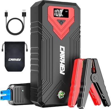 CARHEV Booster Batterie Voiture 4000A, Démarreur de Voiture (Jusqu’à 8.0L Essence & 8.0L Diesel), 12V Car Jump Starter avec Pinces de Sûreté Intelligentes, Lumière LED à 3 Modes
