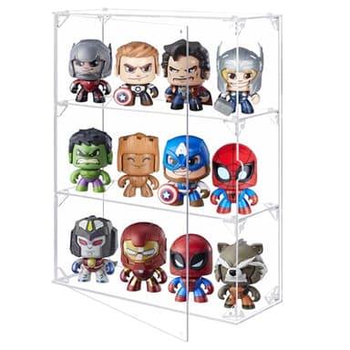 Vitrine en Acrylique pour Objets de Collection, boîte de Rangement Transparente à 3 Niveaux avec Porte magnétique, Anti-poussière pour Figurines, Jouets, Figurines, Fixation Murale ou sur Table