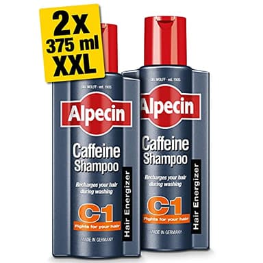Alpecin Caféine Shampooing C1 2x 375ml | Prévient et réduit la chute des cheveux | Shampooing naturel de croissance des cheveux pour hommes