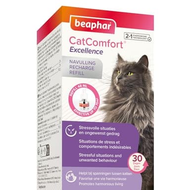 BEAPHAR – CATCOMFORT® EXCELLENCE – Recharge pour diffuseur électrique de phéromones pour chat – Réduit le stress et les comportements non désirés sans dépendance ni somnolence – Prêt à l'emploi – 48ml