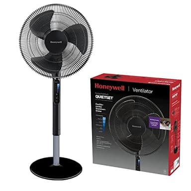 Honeywell Ventilateur oscillant sur pied Advanced QuietSet® (5 vitesses, fonction minuterie, oscillation à 70 °, hauteur réglable, télécommande, pratique) HSF600B