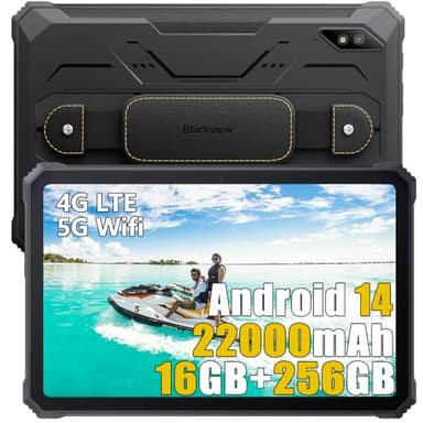 Blackview Active 8 Pro Android 14 Tablette Incassable 2025, Batterie 22000mAh, 10.36''2.4K, IP68 Tablette, 16Go+256Go+1To Extension, 48MP+16MP,Quad Haut-Parleur Stéréo,Double SIM 4G, NFC GPS FM, Noir