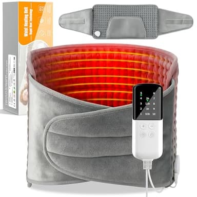 MOMOSTAR Coussin Chauffant Electrique 125x30cm Ceinture Chauffante Lombaire avec Velcro, Coussin Chauffant Pour Dos Abdomen Taille, Chauffage Rapide, 10 Niveaux de Température, 4 Réglages de Minuterie