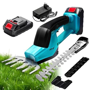 KingSom Taille Haie Electrique sans Fil, Cisaille à Gazon sur Batterie Rechargeable, 21V Mini Taille Haie avec Chargeur, 35 cm Taille Haie Batterie, 13 cm Cisaille Sculpte-Haie, Cisaille de Jardin