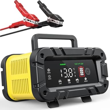 Yidoroye Chargeur Batterie Voitures 12V/24V 20A, Chargeur Batterie Moto Intelligent avec Fonction Réparation, Maintien de Charge Auto, Écran LCD, pour Voiture Moto Camion, AGM, Gel, Wet, SLA