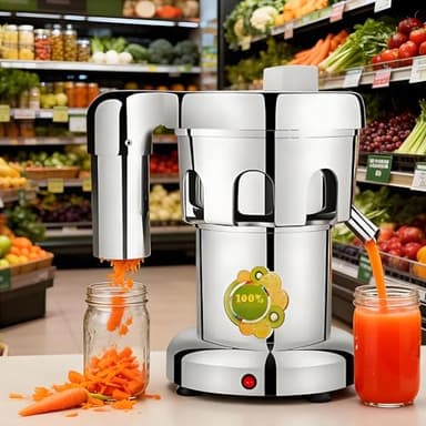 PioMue Extracteur de jus Professionnel 370 W en Acier Inoxydable pour Fruits et légumes, Presse-Agrumes Robuste avec séparation Automatique du jus et des résidus.