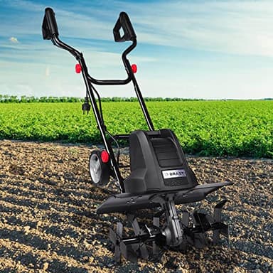BRAST motobineuse électrique : 1500 Watt - 45 cm Largeur, 22 cm Profondeur de Travail - 6 Fraises - 24 Lames -3 Mod Diff. puiss.- très sécure - 400 TRS/Min - motoculteur électrique, Filaire