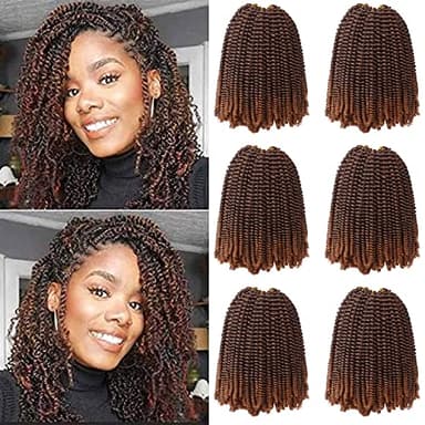 Xtrend Ombre 8 Pouces 6 Packs Afro Ombre Printemps Twist Cheveux, Synthèse Passion Kanekalon pour Femmes Noires Afro Kinky Curly Twist Crochet Tressage Extensions De Cheveux T30#