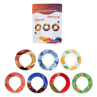 Générique Gourde de sport (650 ml) pour l'école, la gym et le fitness - Avec 7 dosettes aromatiques sans sucre et paille - Noire - Avec goût - Convient également pour les enfants (7pcs)