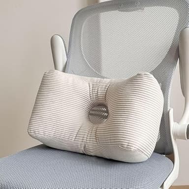 Oreiller Dorsal en Velours Côtelé Doux Cale Dos Coussin De Soutien Lombaire Ergonomique pour Chaise De Bureau & Voiture pour Canapé, Fauteuil Roulant, Maison & Voyage(Beige)