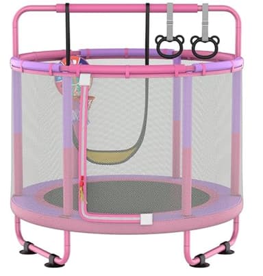 CZCPARY Trampoline d'extérieur pour enfants de 3 à 8 ans, trampoline disponible en intérieur et en extérieur, avec filet de sécurité, panier, barre, balançoire, cadeau pour enfants