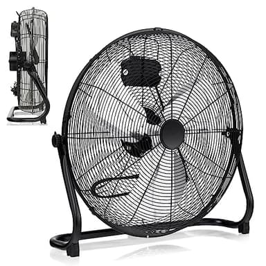 RELAX4LIFE Ventilateur de Sol Industrel Dia.60CM 160W 3 Vitesses, Ventilateur à Tambour 24 Pouces Mobile avec Poignée pour Magasin Garage Usine Cuisine Gym