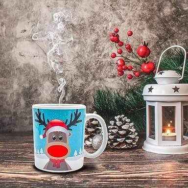 Mad Monkey Tasse renne avec changement de couleur - Tasse à café magique, Blanc, Bleu, Marron, Rouge