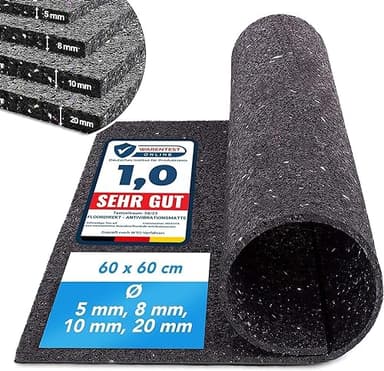 Casa Pura | Tapis anti-vibrations qui absorbe les vibrations et le bruit, découpable | Produit de qualité fabriqué en Allemagne | 62,5 x 100 cm, 20 mm