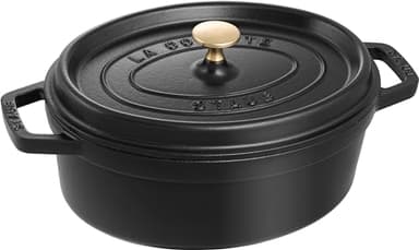 STAUB Cocotte en Fonte Émaillée avec Couvercle, Tous feux dont induction, 4 personnes, Ovale, 27 cm, 3,20 L, 5,3 kg, Noir Mat