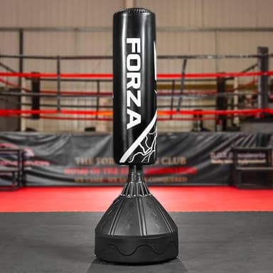 Forza Sac de Frappe Autoportant de 183 cm | Cuir Microfibre Durable et Résistant | Cibles de Frappe Numérotées pour la Boxe, Le Kick-Boxing et Le MMA (Noir/Blanc)
