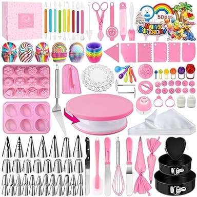 AZOMKER Douille Patisserie, Plateau Tournant Patisserie, Kit Patisserie, Ustensiles à Pâtisserie, Patisserie Accessoire, Kit Patisserie Professionnel, Moule a Gateau (423 Pièces)