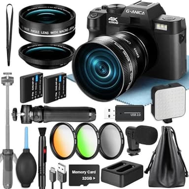 Appareil Photo Numérique 4K pour la Photographie, Appareil 48MP pour Youtube avec Microphone, WiFi et Poignée-Tripode, Caméra Vidéo avec Objectif Grand Angle&Macro, Kit pour Les Créateurs de Contenu