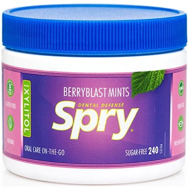 Spry Pastilles Saveur Fruits Rouges au Xylitol Sans Sucre – Favorisent la Santé Buccale, Stimulent la Salivation, Contre la Mauvaise Haleine – Sans OGM, Sans Gluten, 240 Count (Pack of 1)